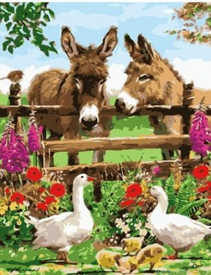 Donkeys In Farm Painting By Numbers.png
