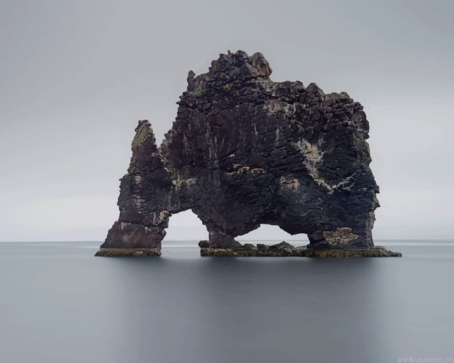 Dragon Rock Iceland Seascapes Painting By Numberss.png