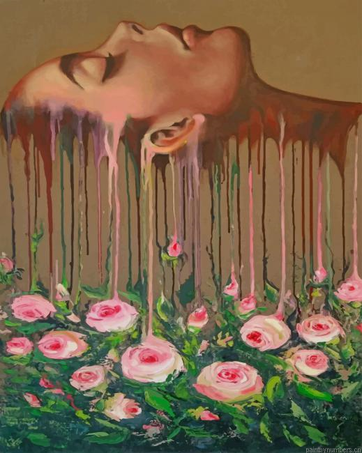 Dripping Flower Girl Arts Painting By Numberss.png