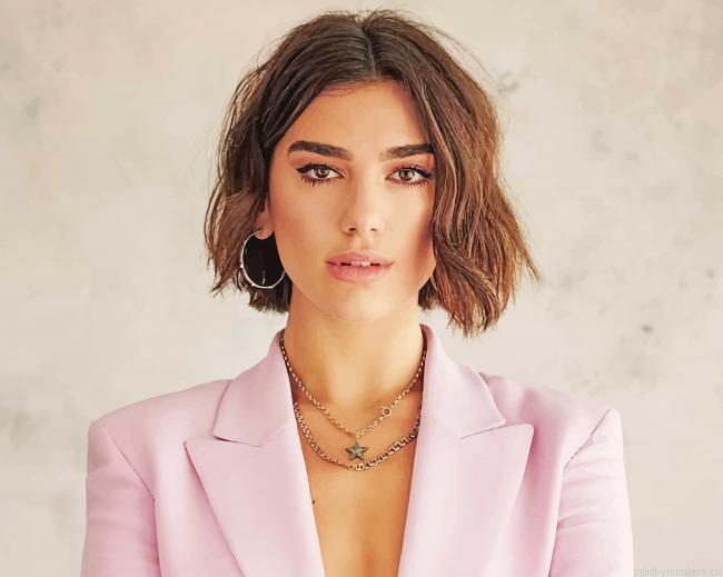 Dua Lipa With Short Hair Singers Painting By Numberss.png