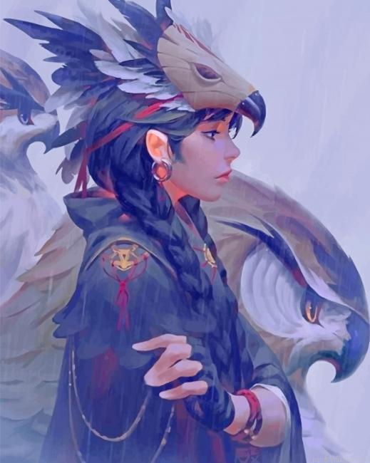 Eagle Warrior Fantasy Art Painting By Numberss.png