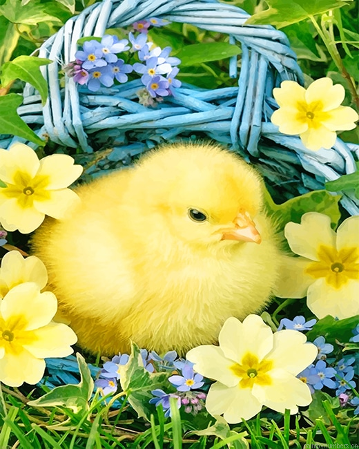 Easter Chicks In Basket Birds Painting By Numberss.png