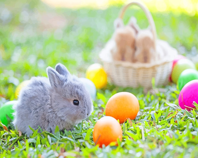 Easter Eggs And Bunny Animals Painting By Numbers.png