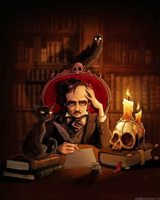 Edgar Allan Poe And His Black Cat Painting By Numberss.png