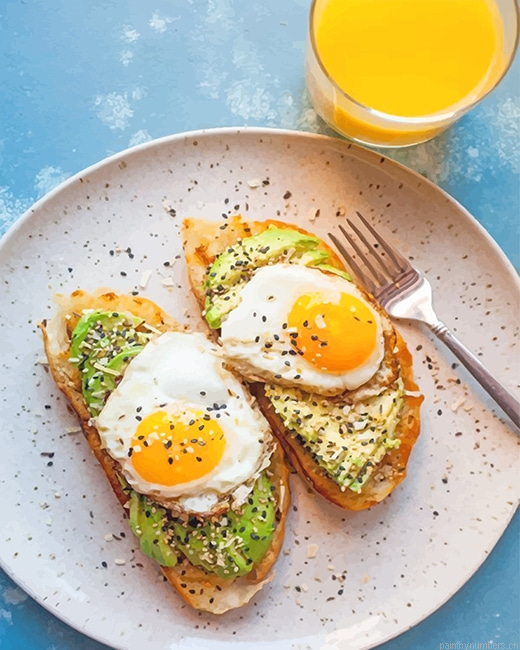 Eggs And Avocado Toast Breakfast Food Painting By Numbers.png