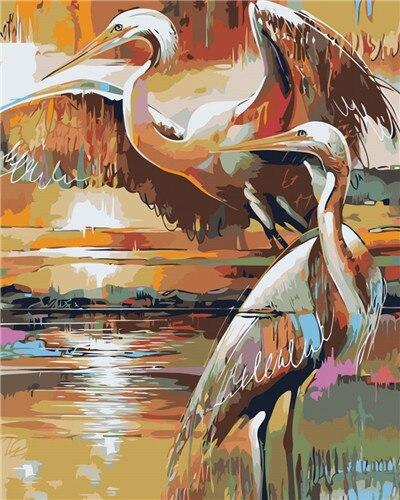 Egrets On Swamp Birds Painting By Numbers.png