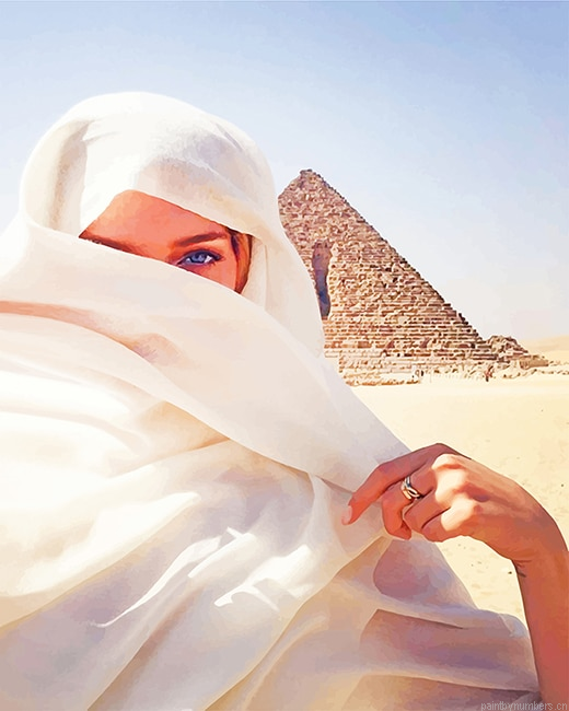 Egyptian Woman Wearing White Painting By Numbers.png