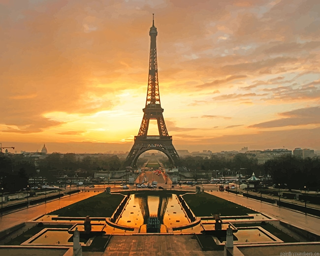 Eiffel Tower Sunset Time Painting By Numbers.png