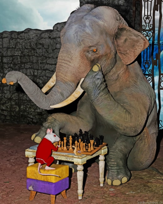Elephant And Mouse Animals Painting By Numberss.png