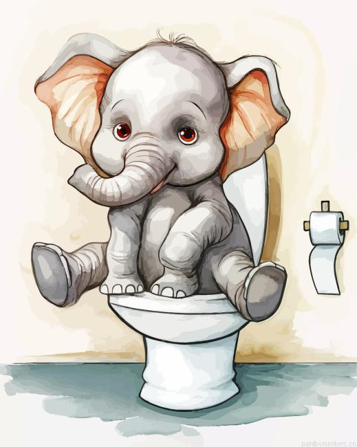 Elephant In Toilet Painting By Numberss.png