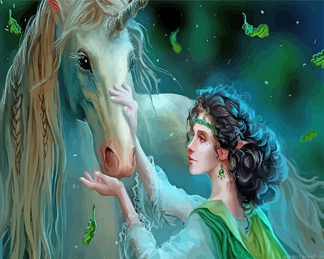 Elf With Unicorn Painting By Numberss.png