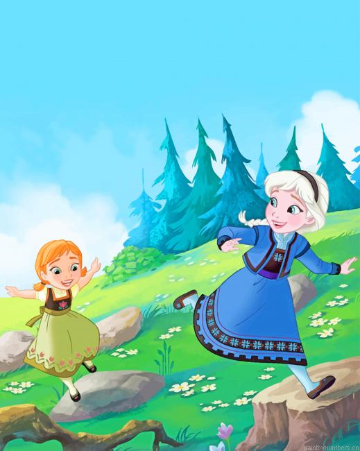 Elsa And Anna Cartoons Painting By Numberss.png