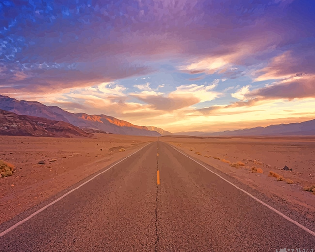 Empty Road Purple Sky Landscapes Painting By Numberss.png