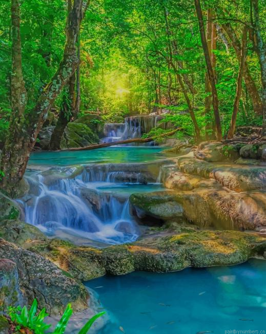 Erawan Waterfall Nature Painting By Numberss.png