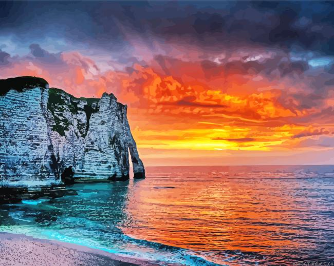 Etretat France Sunset Painting By Numberss.png