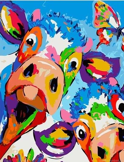 Exotic Colorful Cows Animals Painting By Numbers.png