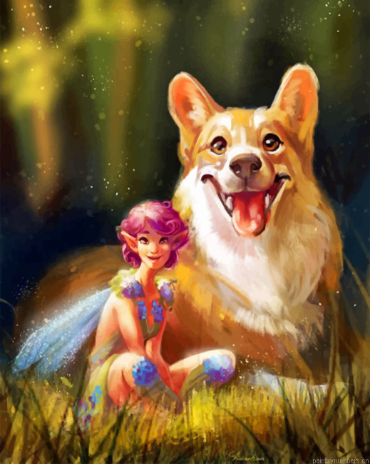 Fairy And Corgi Painting By Numberss.png