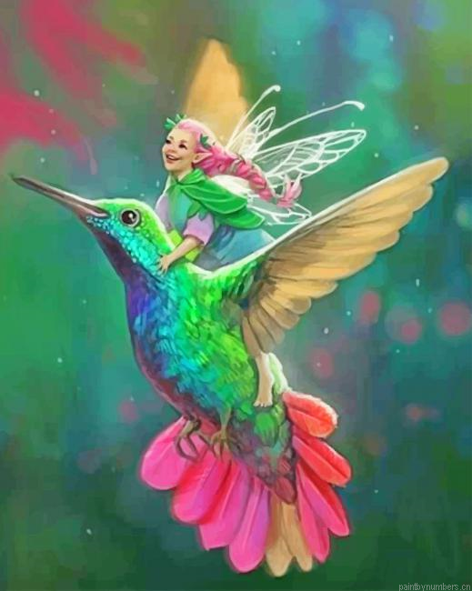 Fairy And Hummingbird Painting By Numberss.png