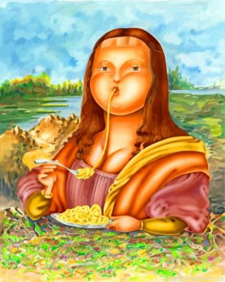 Fat Mona Lisa Eating Pasta Painting By Numbers.png