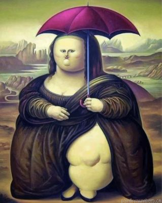 Fat Mona Lisa Holding An Umbrella Painting By Numbers.png