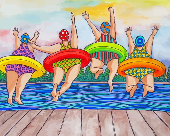 Fat Women Enjoying The Summer Painting By Numbers.png