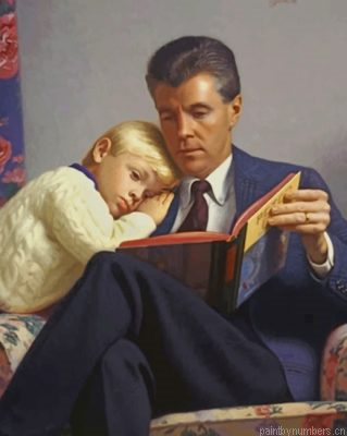 Father And Son Reading A Story Painting By Numbers.png