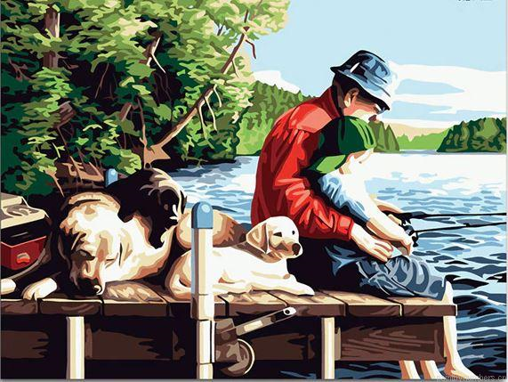 Father Daughter And Their Dogs Painting By Numbers.png