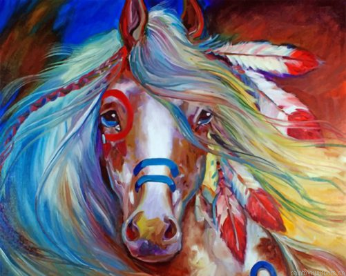 Fearless Indian War Horse Painting By Numbers.png