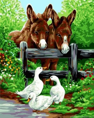 Fence Horse And Goose Painting By Numbers.png