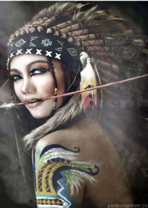 Fierce Native American Woman Warrior Painting By Numberss.png