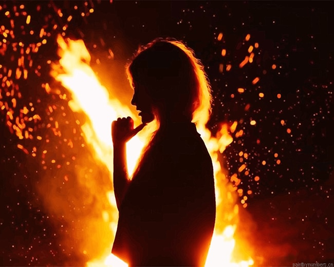 Fire Girl Silhouette Painting By Numberss.png