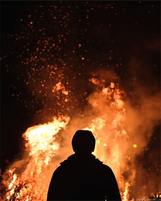 Fire Man Silhouette Painting By Numberss.png