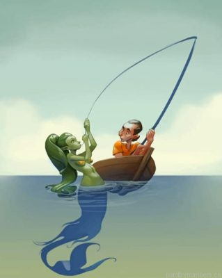 Fisherman And Green Mermaid Painting By Numbers.png