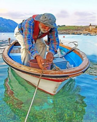 Fisherman On A Boat Painting By Numbers.png