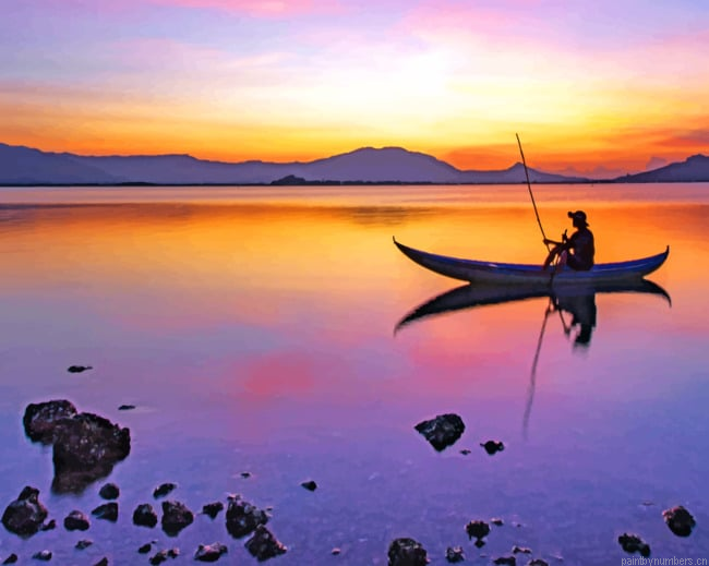 Fishing Boat Silhouette Painting By Numbers.png