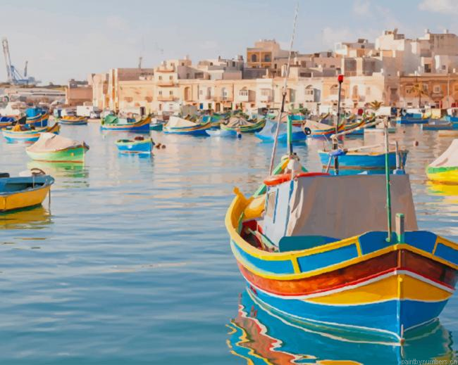 Fishing Boats Malta Painting By Numberss.png