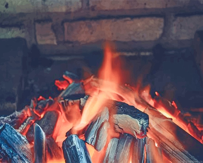 Flame Fire Wood Painting By Numberss.png