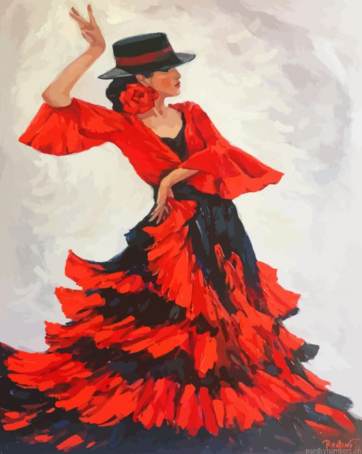 Flamenco Dancer Art Painting By Numberss.png