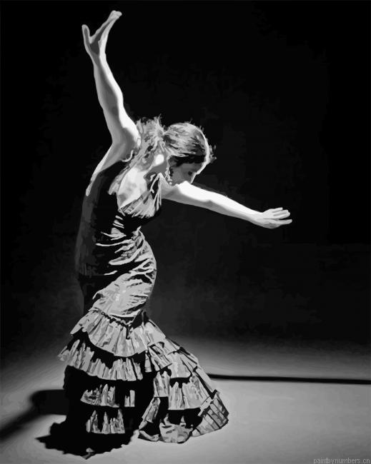 Flamenco Dancer Black And White Painting By Numberss.png