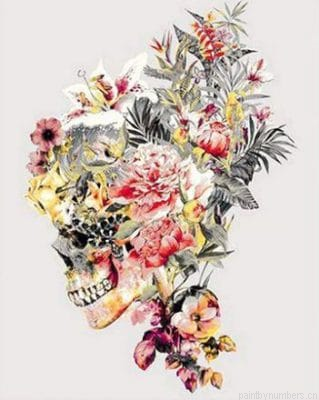 Floral Skull Flowers Painting By Numbers.png