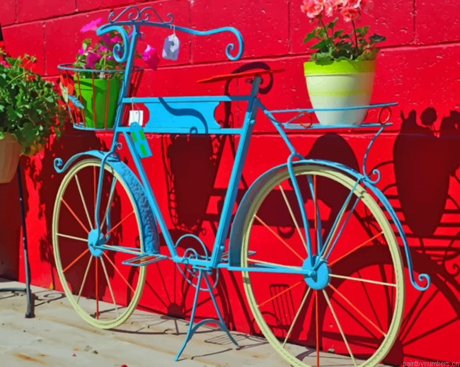 Flower Vases On A Bicycle Decor Bikes Painting By Numberss.png