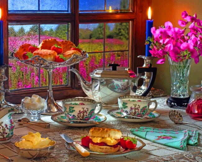 Flowers And Food On The Table Painting By Numberss.png