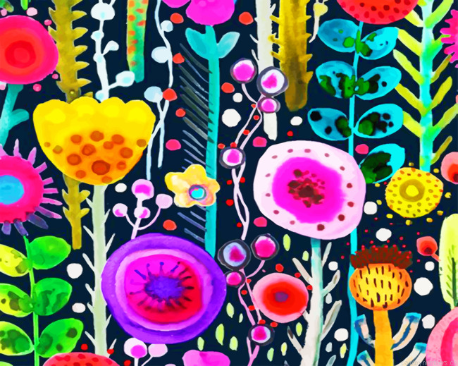 Flowers Folk Art Painting By Numberss.png