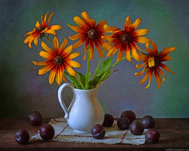 Flowers In Jug Painting By Numberss.png