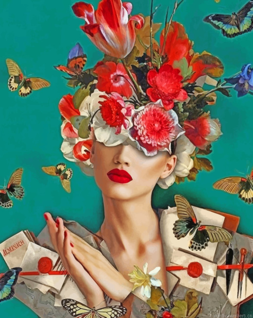 Flowers Lady Painting By Numbers.png
