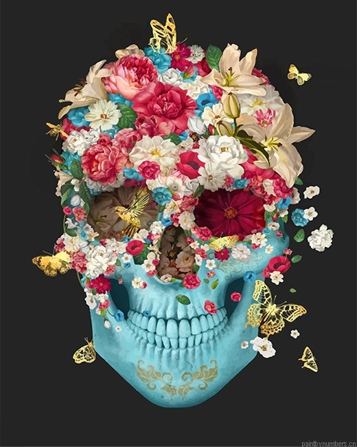 Flowers Skull Painting By Numbers.png