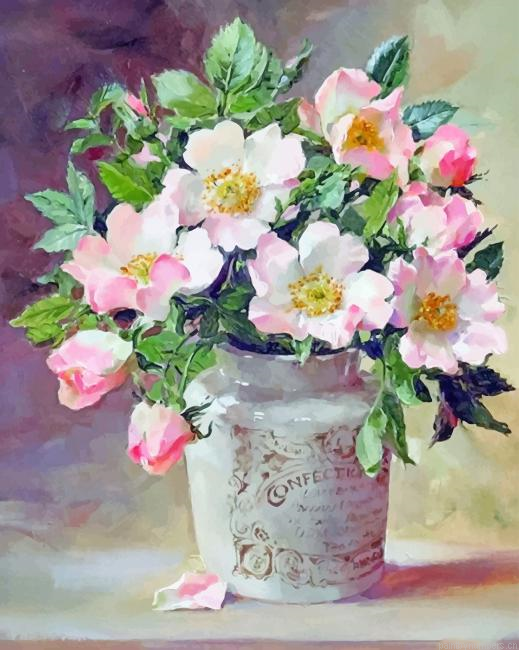 Flowers Vase Still Life Painting By Numberss.png