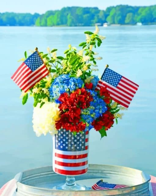 Flowers Vase With American Flag Painting By Numberss.png