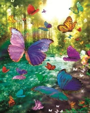 Flying Butterflies Insects Painting By Numberss.png