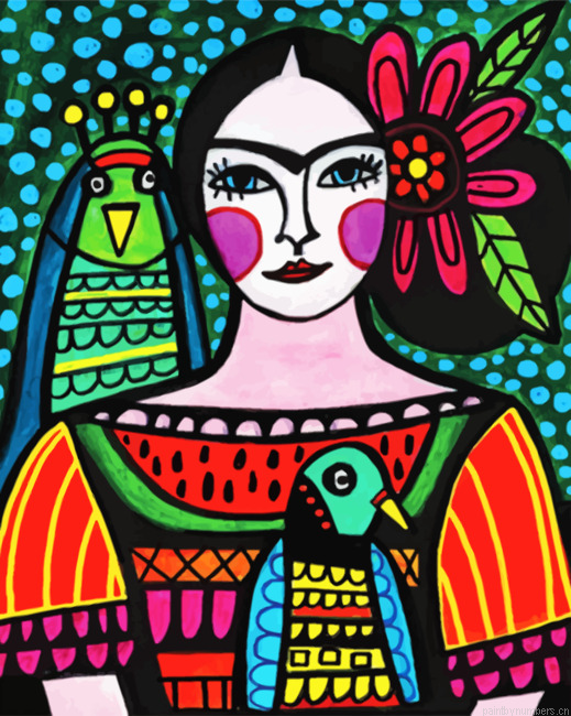 Folk Art Woman Painting By Numberss.png